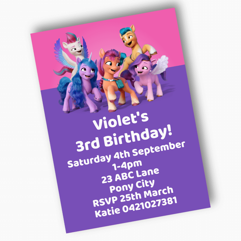 Personalised My Little Pony Next Generation Birthday Party Invites