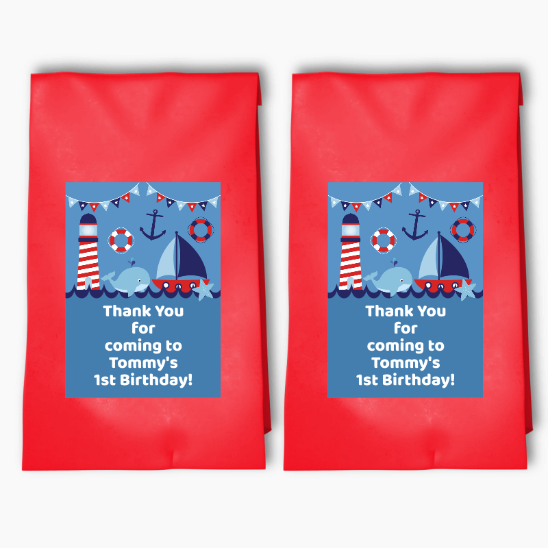 Personalised Nautical Sail Boat Party Bags & Labels