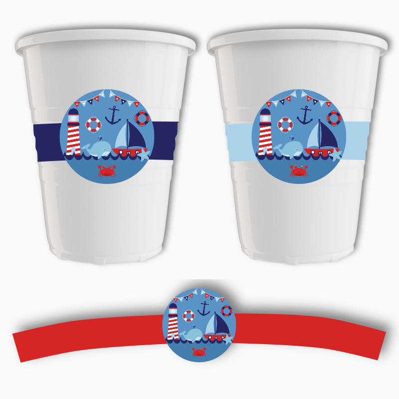 Nautical Sail Boat Party Cup Stickers