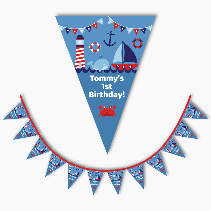 Personalised Nautical Sail Boat Party Flag Bunting