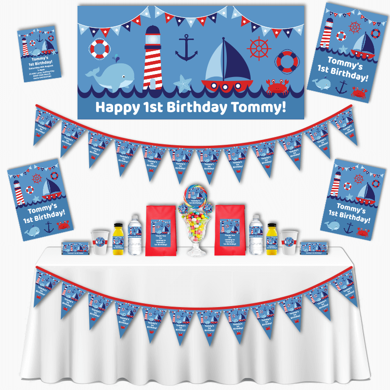 Personalised Nautical Sail Boat Grand Birthday Party Pack
