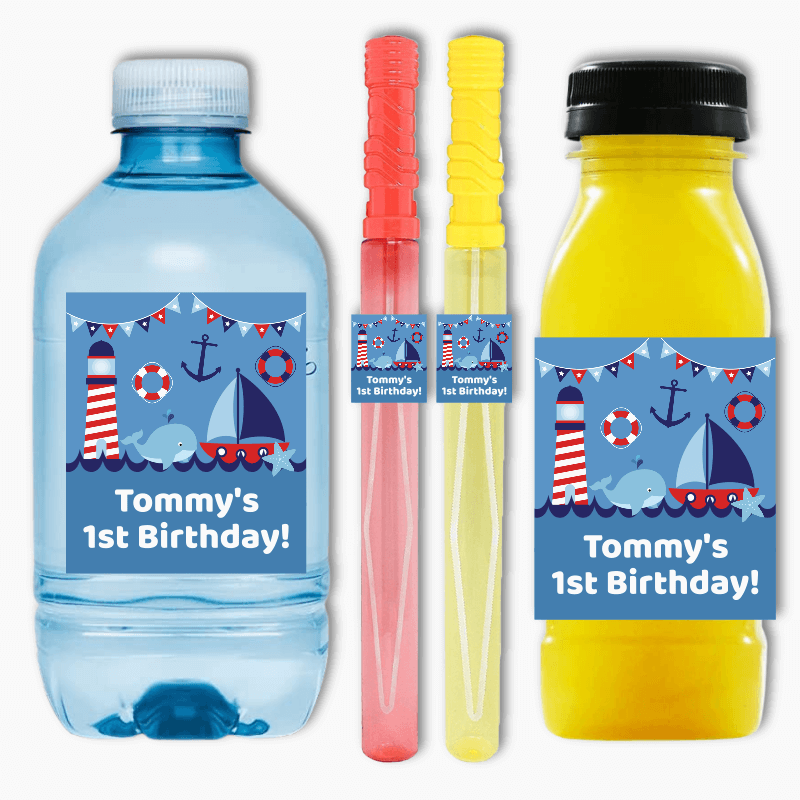 Personalised Nautical Sail Boat Party Rectangle Favour Stickers