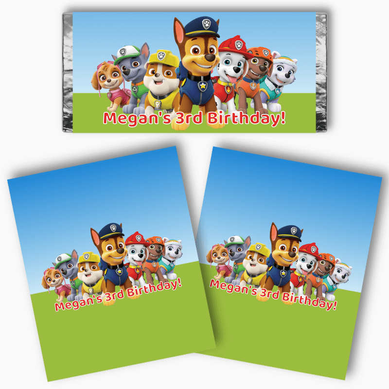 Personalised Paw Patrol Birthday Party Mini Chocolate Labels