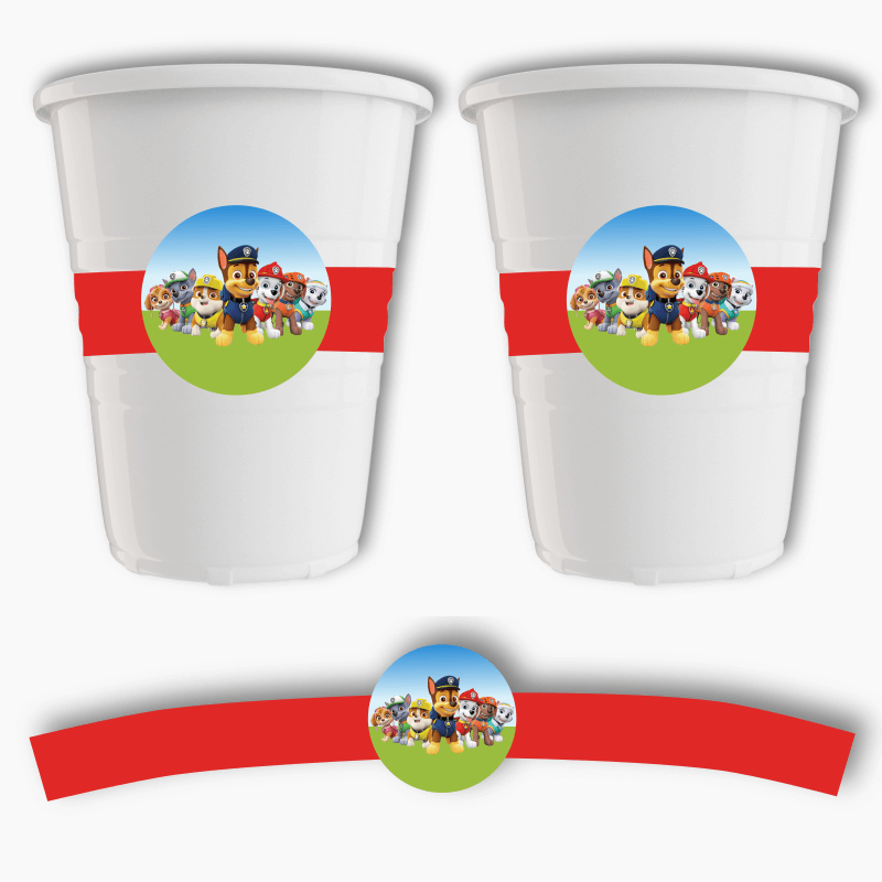 Paw Patrol Birthday Party Cup Stickers
