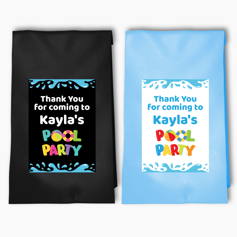 Personalised Pool Party Bags &amp; Labels