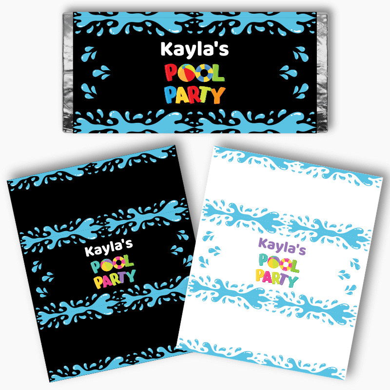 Personalised Pool Party Mini Chocolate Labels