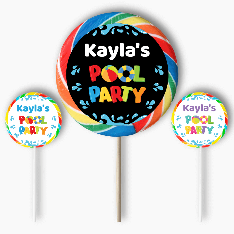 Personalised Pool Party Round Stickers
