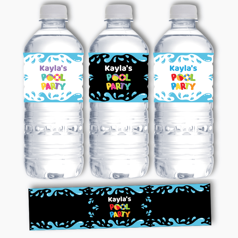 Personalised Pool Party Water Bottle Labels