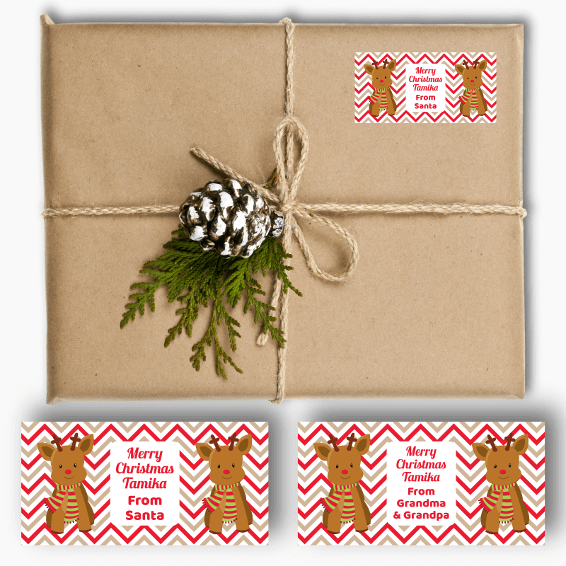 Personalised Reindeer Christmas Gift Tag Labels