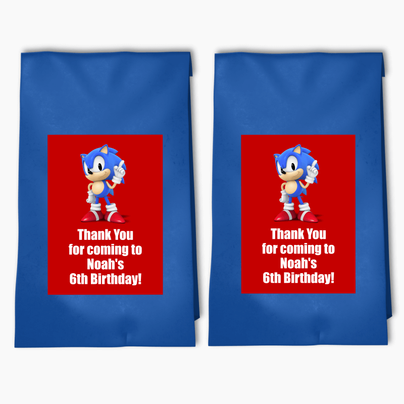 Personalised Sonic the Hedgehog Birthday Party Bags &amp; Labels