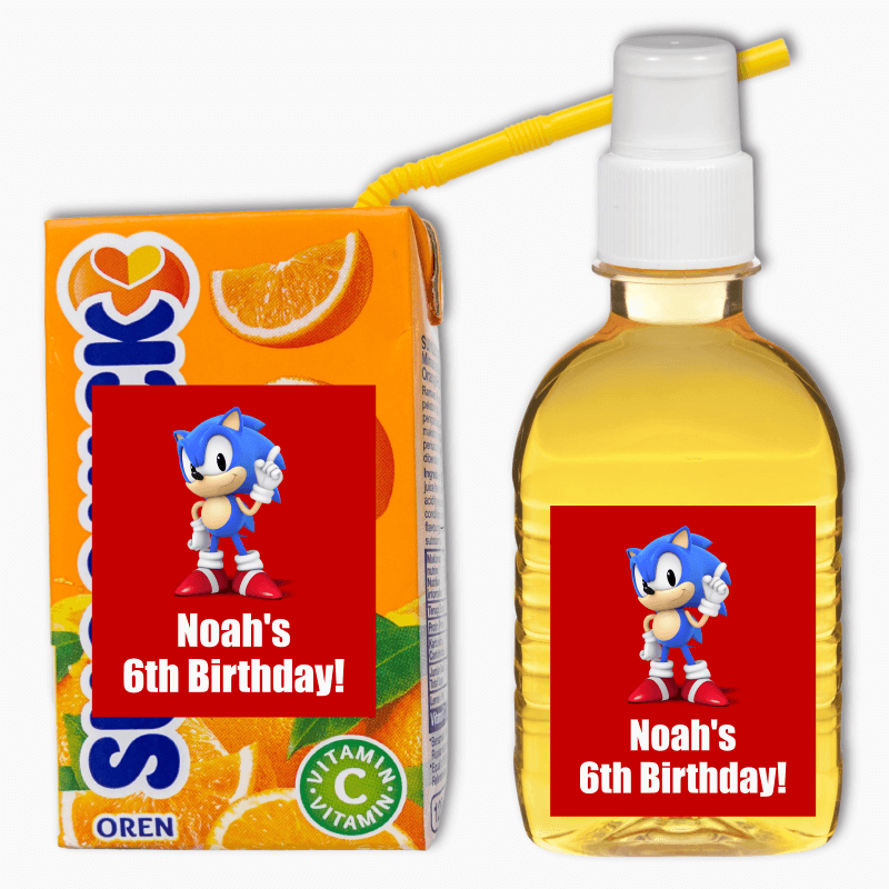 Personalised Sonic the Hedgehog Birthday Party Rectangle Drink Labels