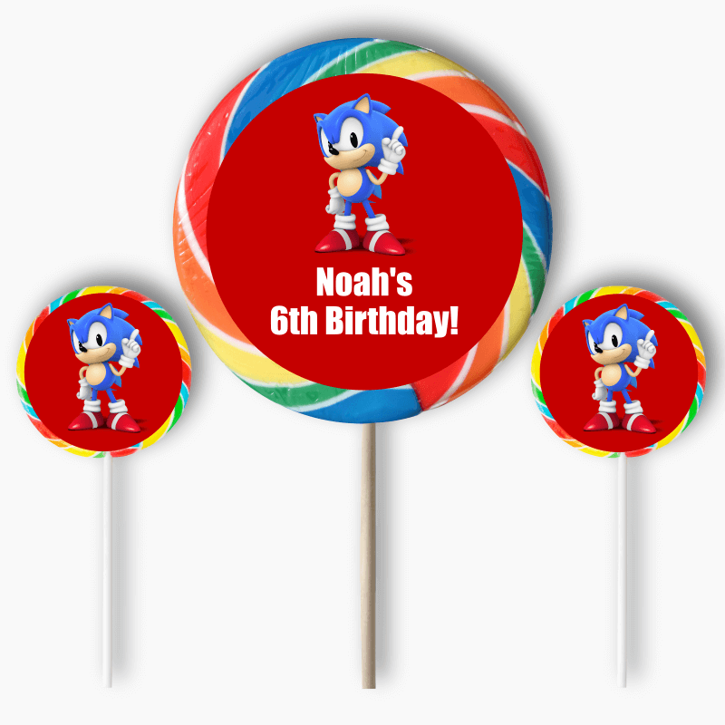 Personalised Sonic the Hedgehog Birthday Party Round Stickers