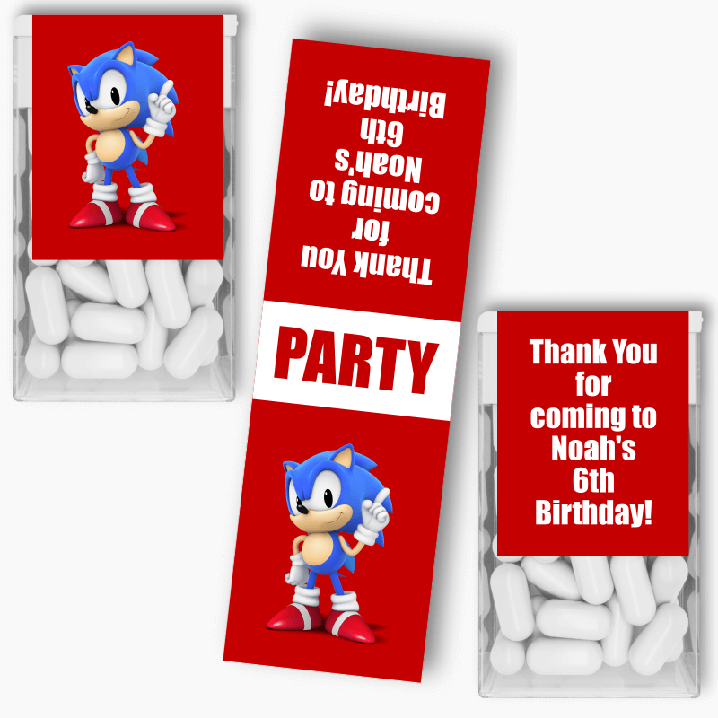 Personalised Sonic the Hedgehog Birthday Party Tic Tac Labels