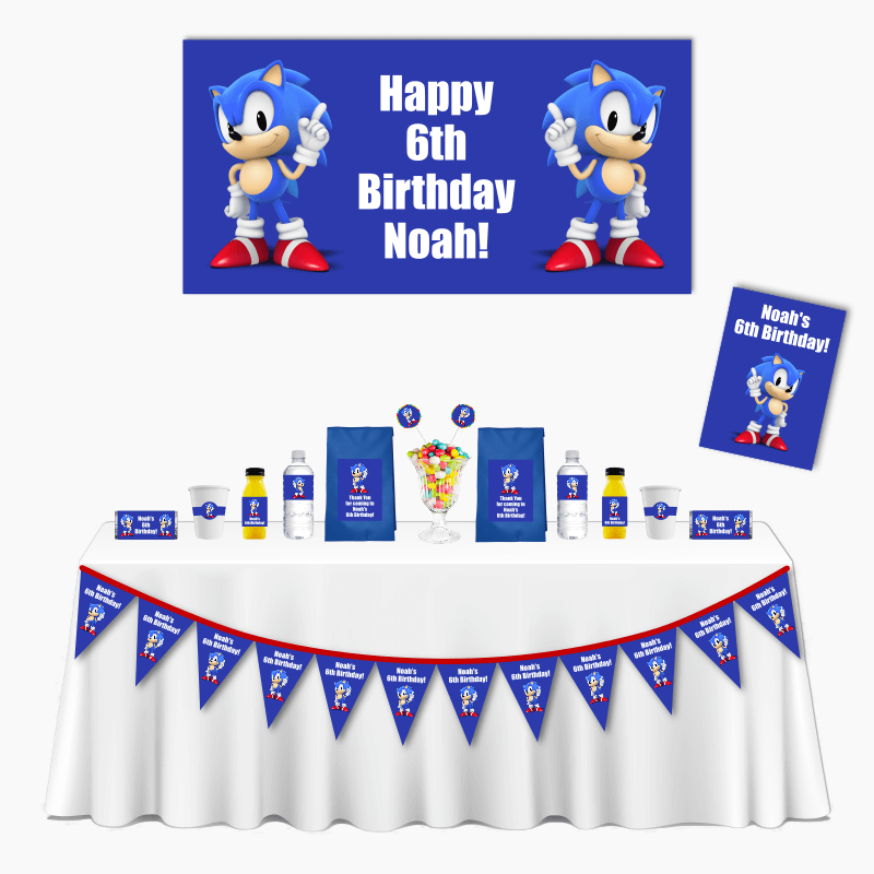 Personalised Sonic the Hedgehog Deluxe Party Pack - Dark Blue