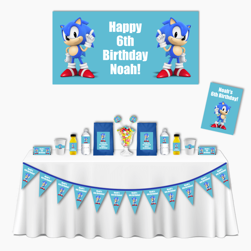 Personalised Sonic the Hedgehog Deluxe Party Pack - Light Blue
