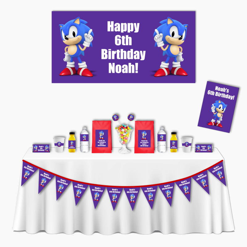 Personalised Sonic the Hedgehog Deluxe Party Pack - Purple