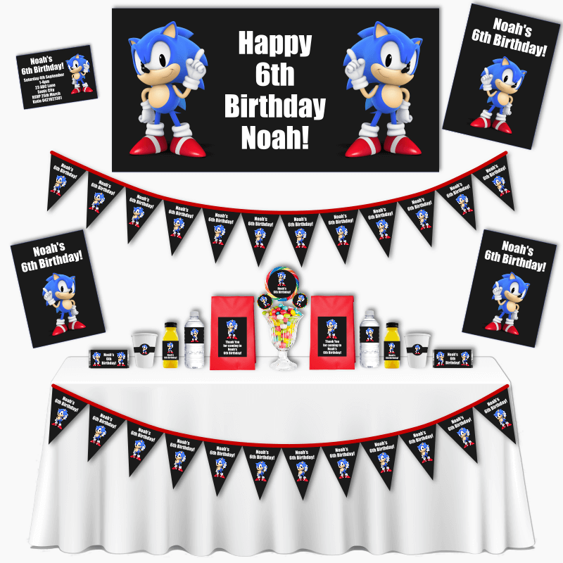 Personalised Sonic Grand Birthday Party Pack - Black