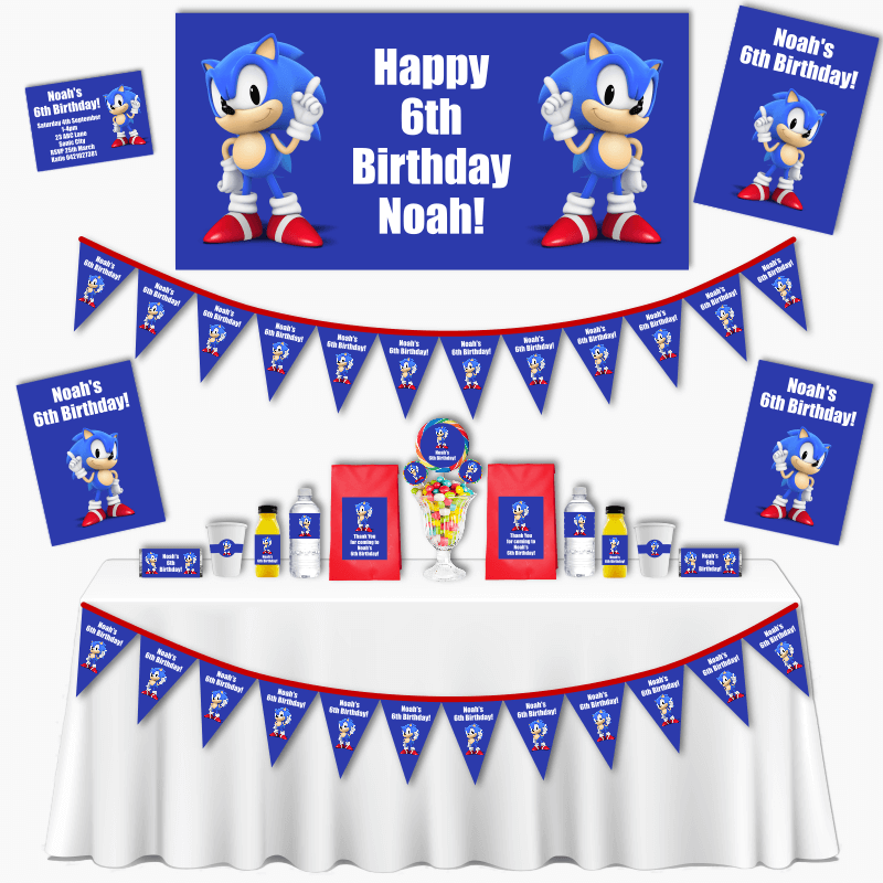 Personalised Sonic Grand Birthday Party Pack - Dark Blue