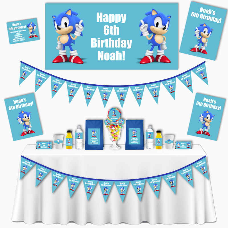 Personalised Sonic Grand Birthday Party Pack - Light Blue