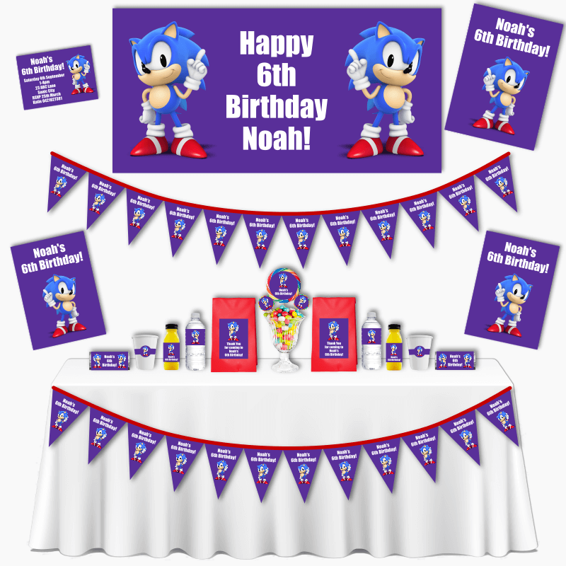 Personalised Sonic Grand Birthday Party Pack - Purple