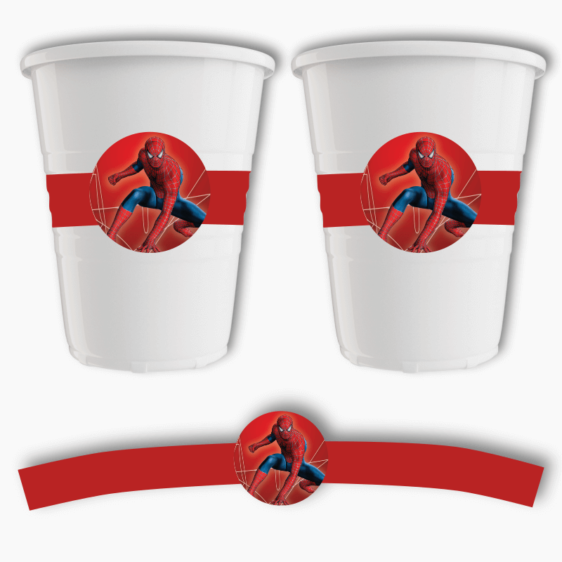 Spiderman Birthday Party Cup Stickers