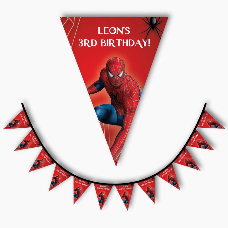 Personalised Spiderman Birthday Party Flag Bunting
