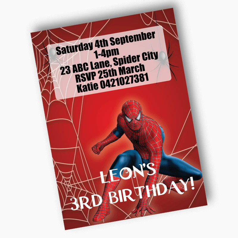 Personalised Spiderman Birthday Party Invites