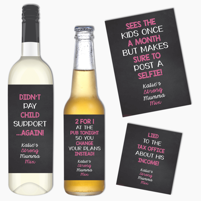 Strong Mumma Mix Gift Wine &amp; Beer Labels