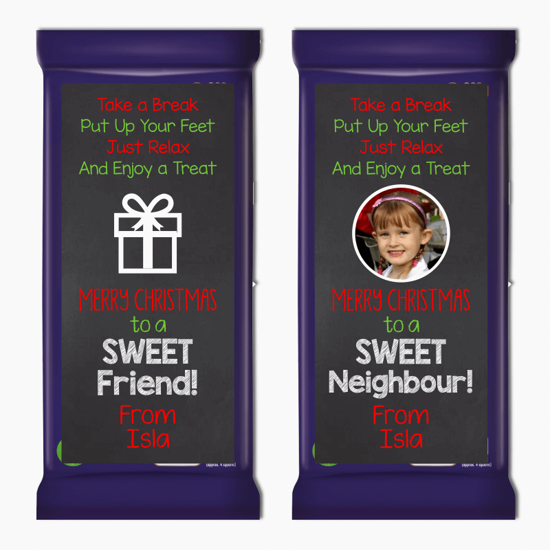 Personalised Sweet Christmas Gift Cadbury Chocolate Labels