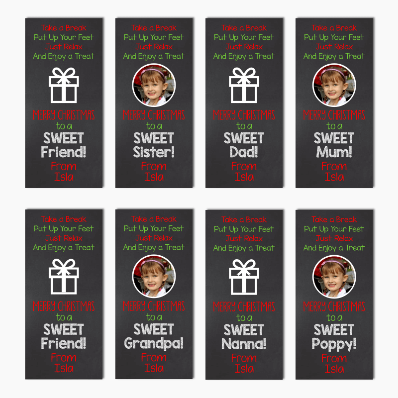Sweet Christmas Gift Cadbury Chocolate Label set with Photo