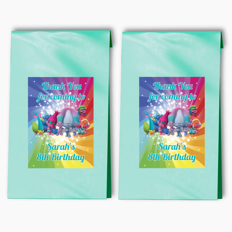 Personalised Trolls Birthday Party Bags &amp; Labels