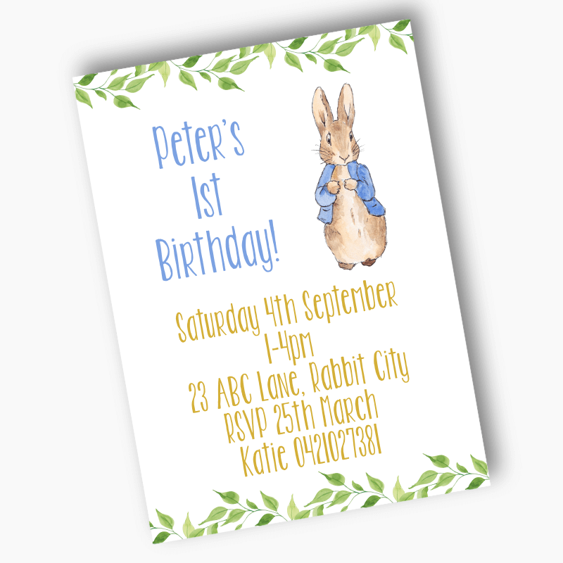 Personalised Peter Rabbit Birthday Party Invites