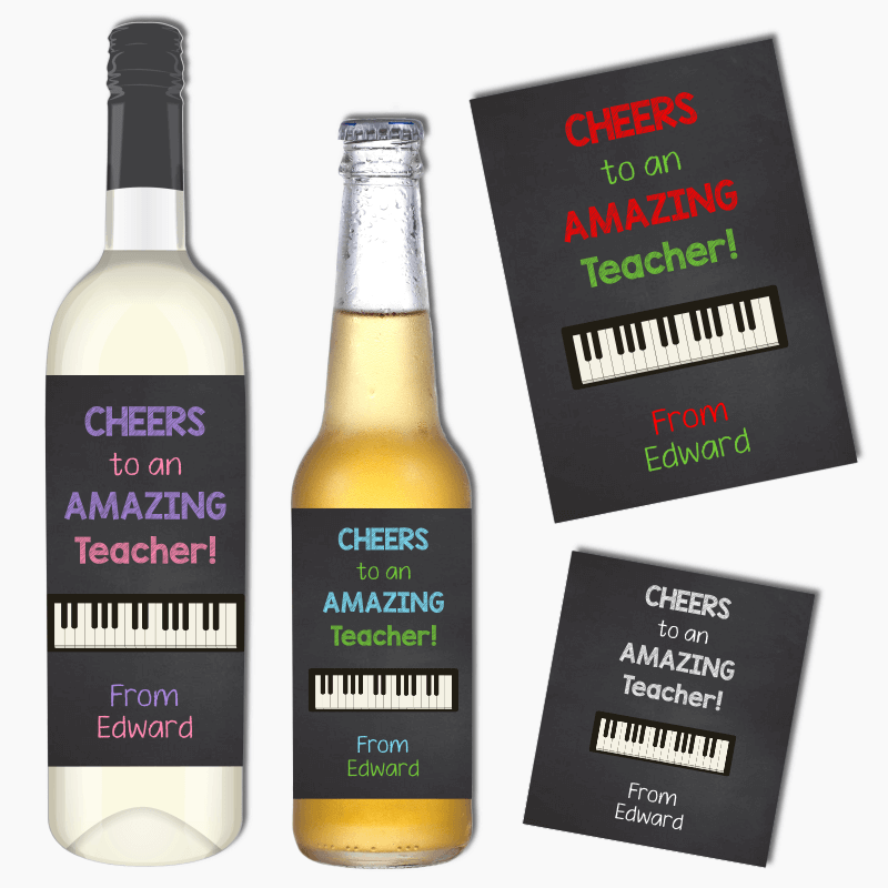Keyboard Music Teacher Gift Wine &amp; Beer Labels