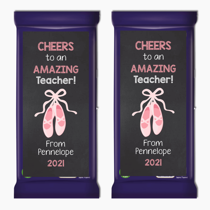 Pink Ballet Slipper Dance Teacher Gift Cadbury Chocolate Labels