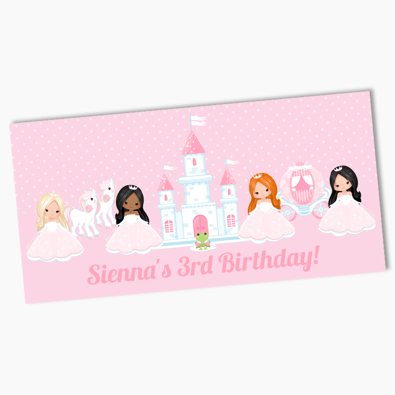 Personalised Pink Princess Birthday Party Banners