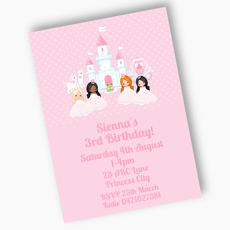 Personalised Pink Princess Birthday Party Invites