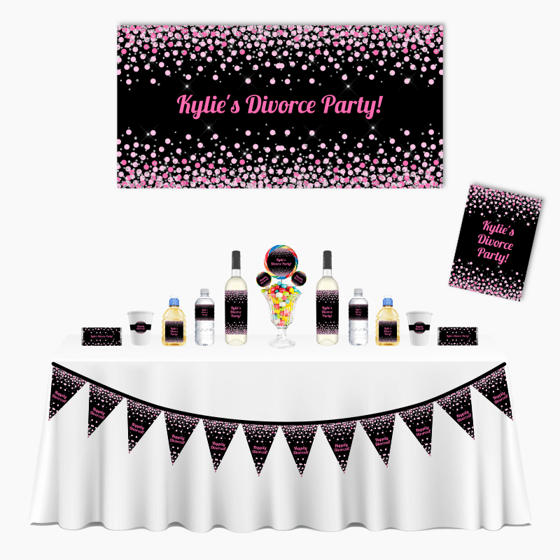 Personalised Pink Confetti Deluxe Divorce Party Pack
