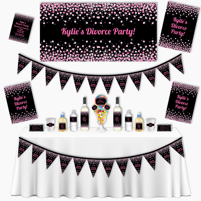 Personalised Pink Confetti Grand Divorce Party Pack