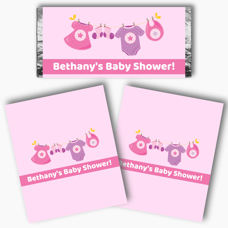 Personalised Pink & Purple Onesie Baby Shower Mini Chocolate Labels