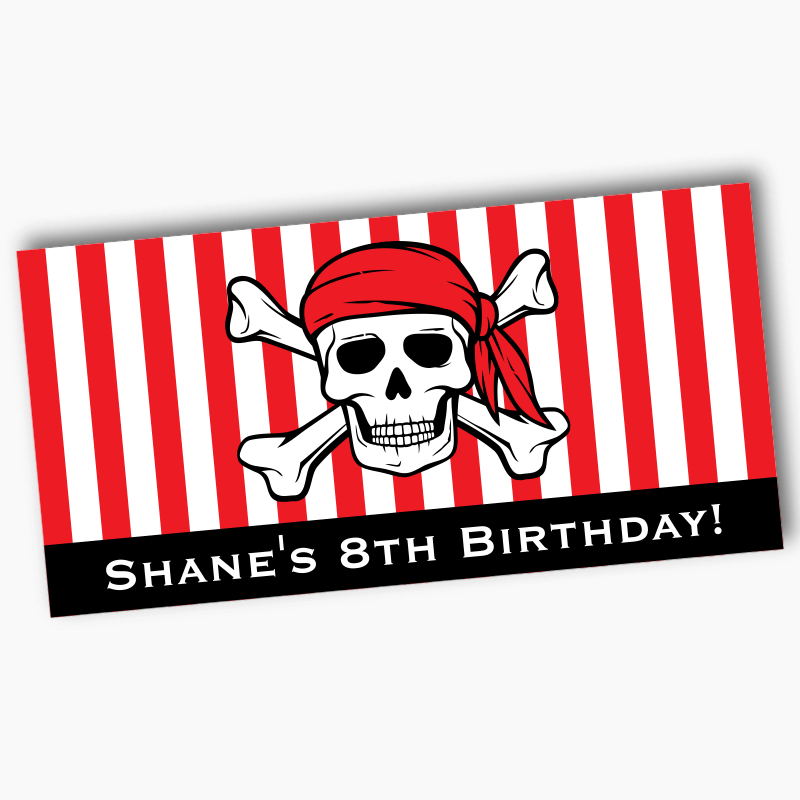 Personalised Pirate Skull &amp; Crossbones Birthday Party Banners