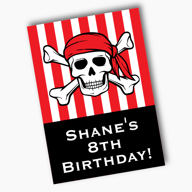 Personalised Pirate Skull &amp; Crossbones Birthday Party Posters