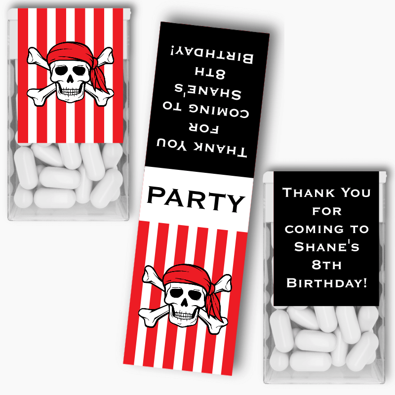 Personalised Pirate Skull &amp; Crossbones Birthday Party Tic Tac Labels