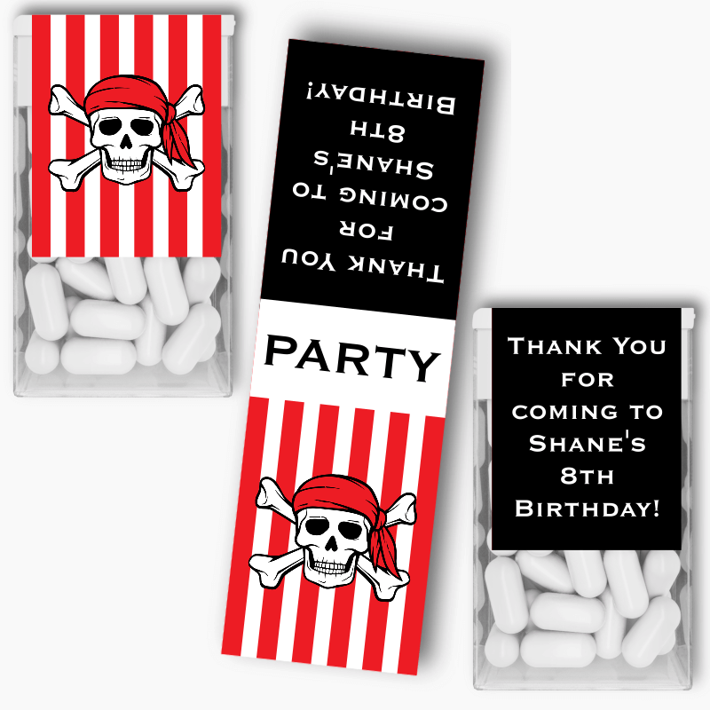 Personalised Pirate Skull & Crossbones Birthday Party Tic Tac Labels