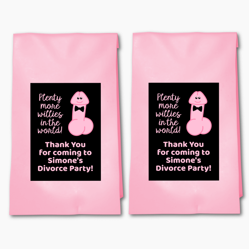 Personalised Plenty More Willies Divorce Party Bags & Labels