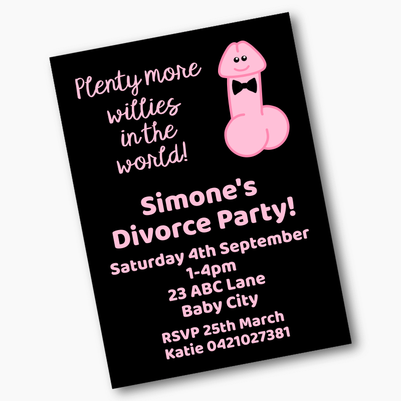 Personalised Plenty More Willies Divorce Party Invites
