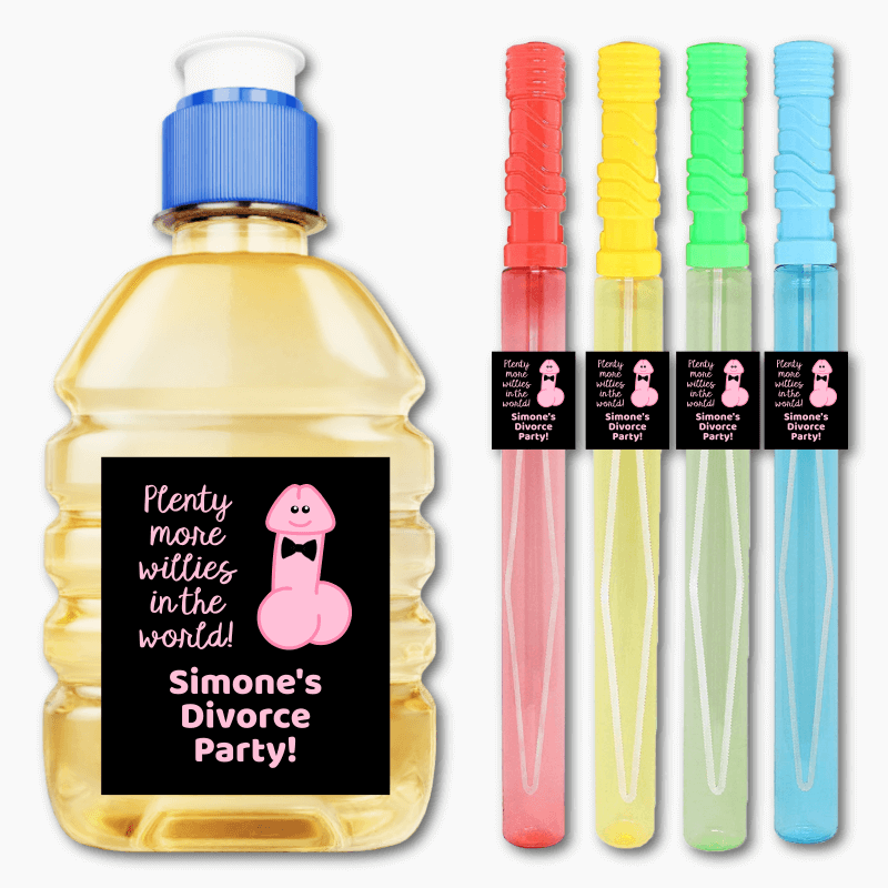 Personalised Plenty More Willies Divorce Party Rectangle Favour Stickers