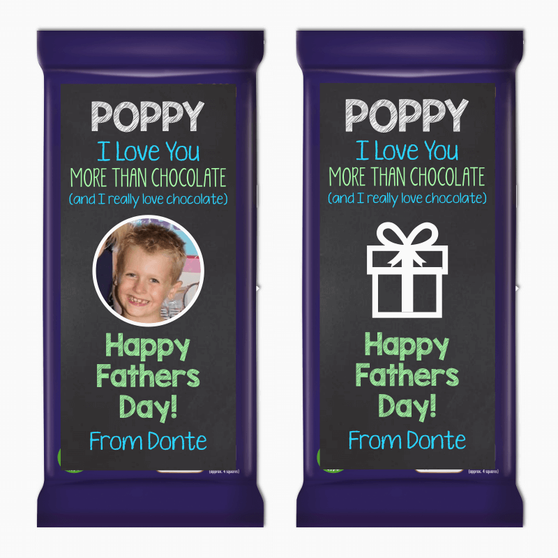 I Love You Poppy Fathers Day Gift Cadbury Chocolate Labels