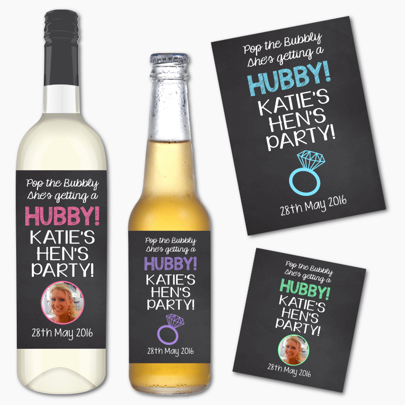 'Pop the Bubbly' Hens Party Wine & Beer Labels