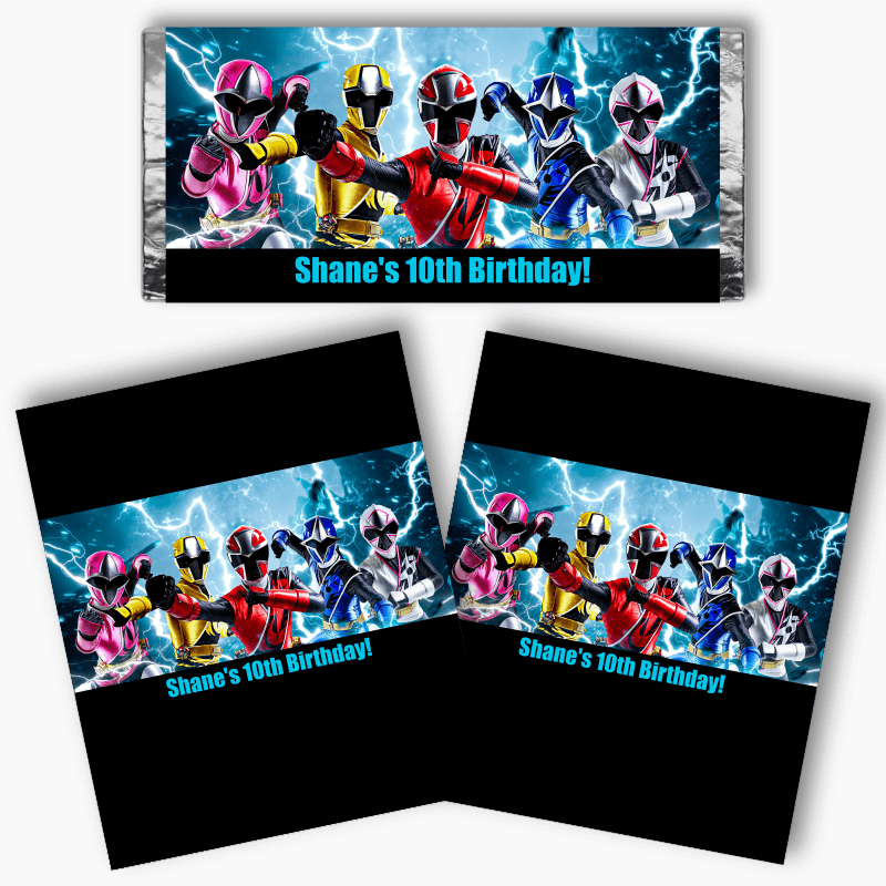 Personalised Power Rangers Birthday Party Mini Chocolate Labels