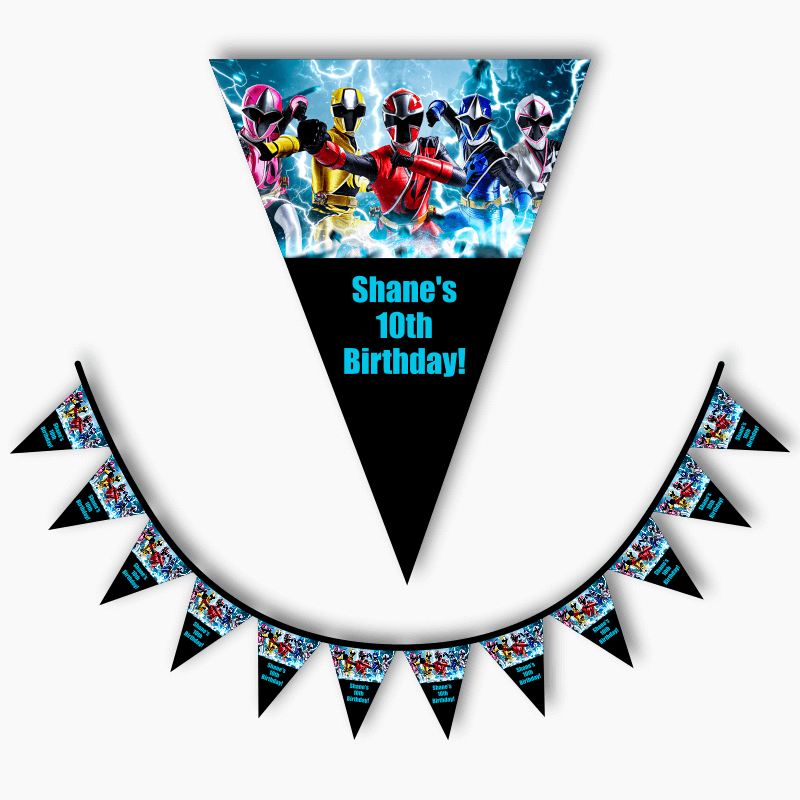 Personalised Power Rangers Birthday Party Flag Bunting